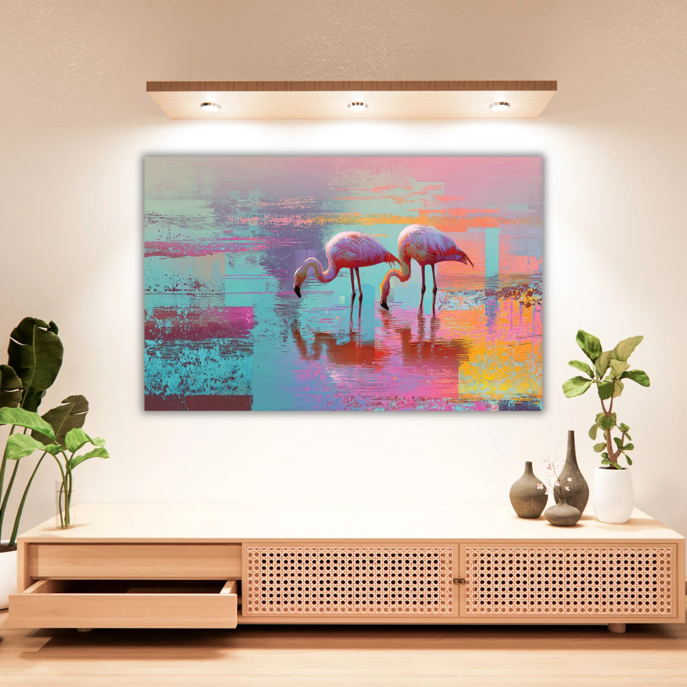 flamingo painting wall