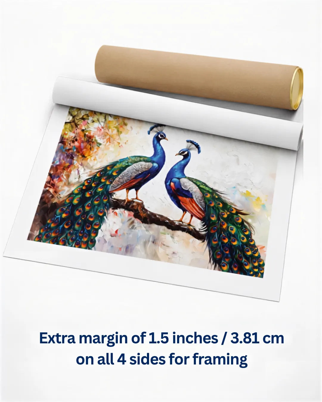 Double Peacock Painting for Living Room| Peacock Painting on Canvas