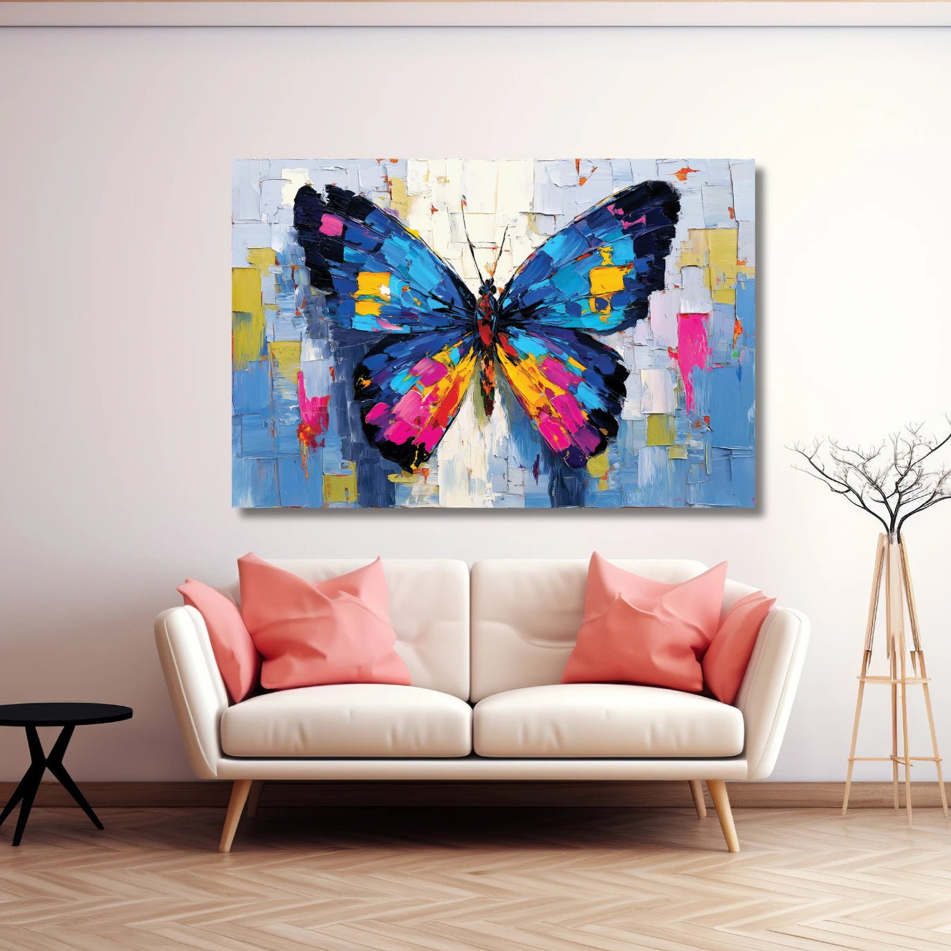 butterfly wall painting for hallway