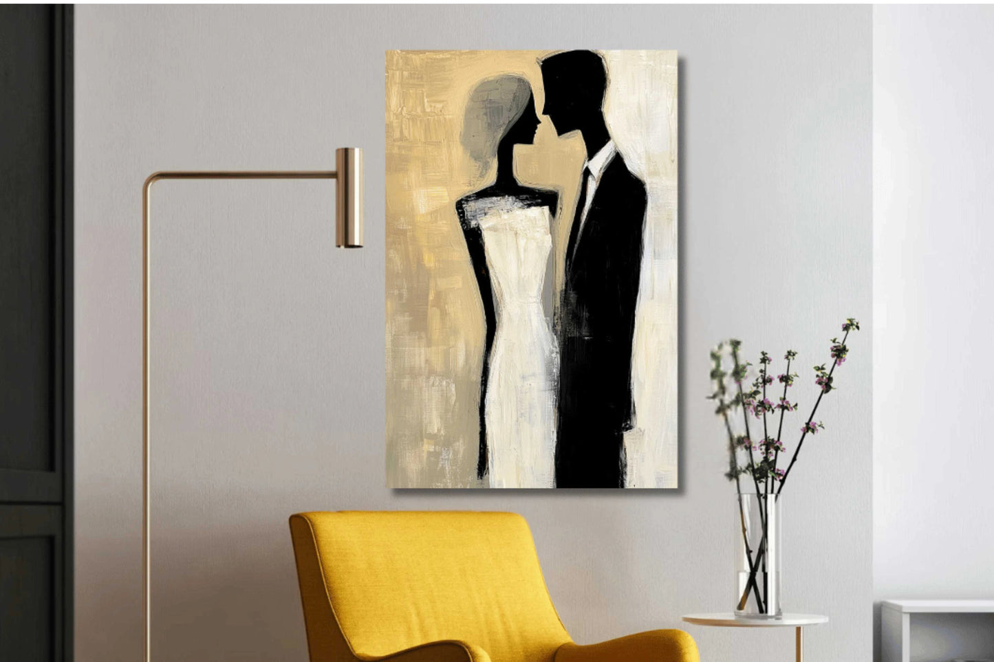 couple painting romantic artwork for walls