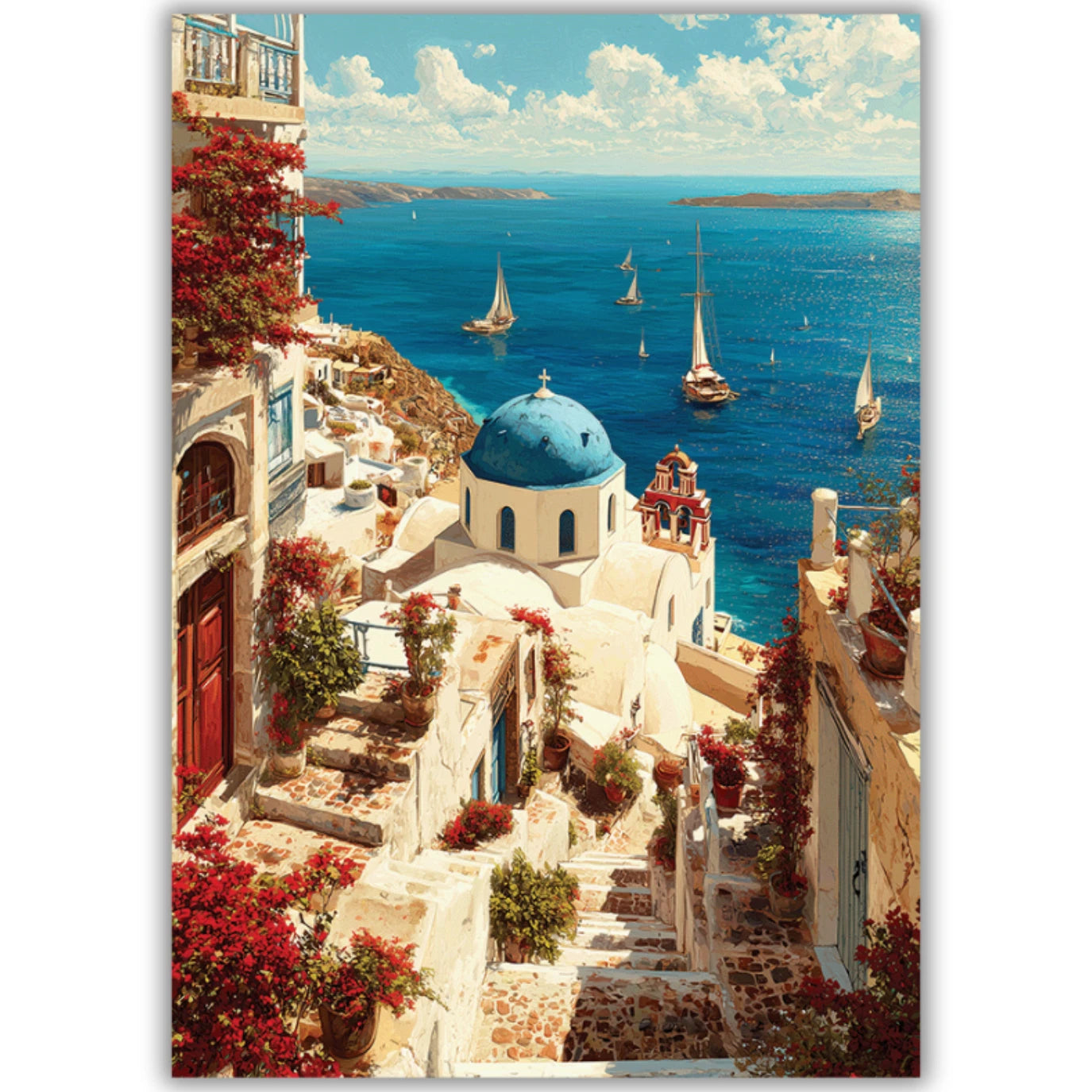 santorini canvas wall paintings