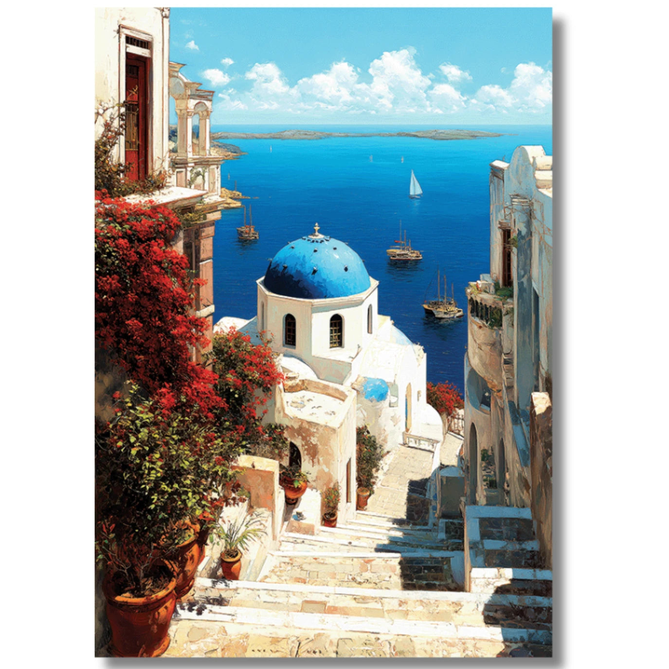 Modern Art Painting| Santorini Painting on Canvas| Painting for Living Room| Canvas Wall Art