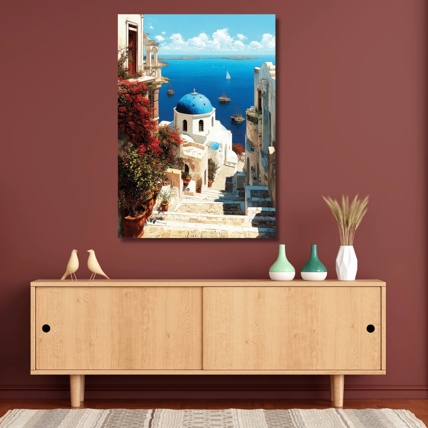 Modern Art Painting| Santorini Painting on Canvas| Painting for Living Room| Canvas Wall Art
