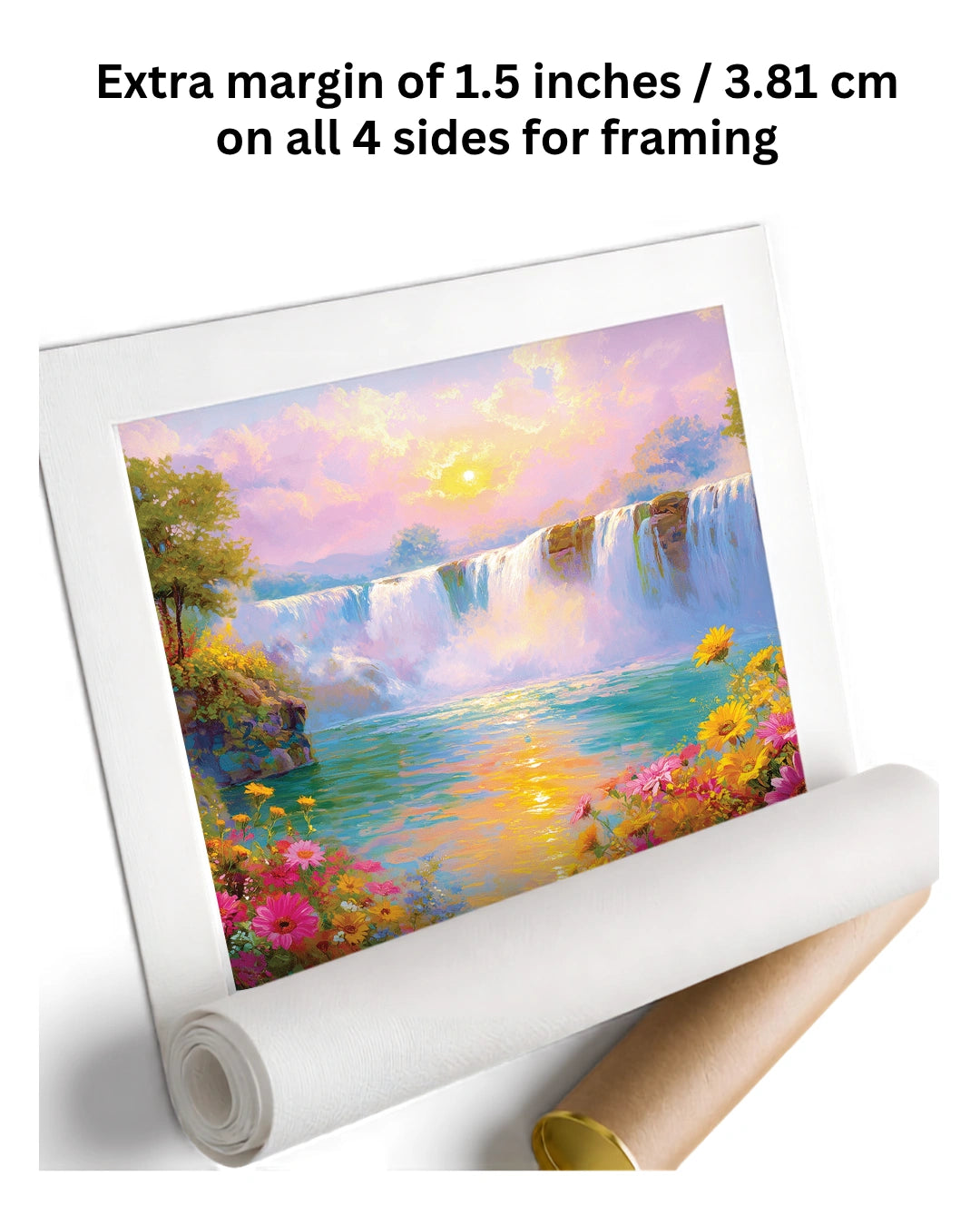 waterfall painting vastu with flowers