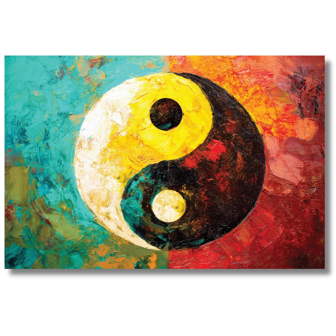Colorful abstract painting with a yin yang symbol
