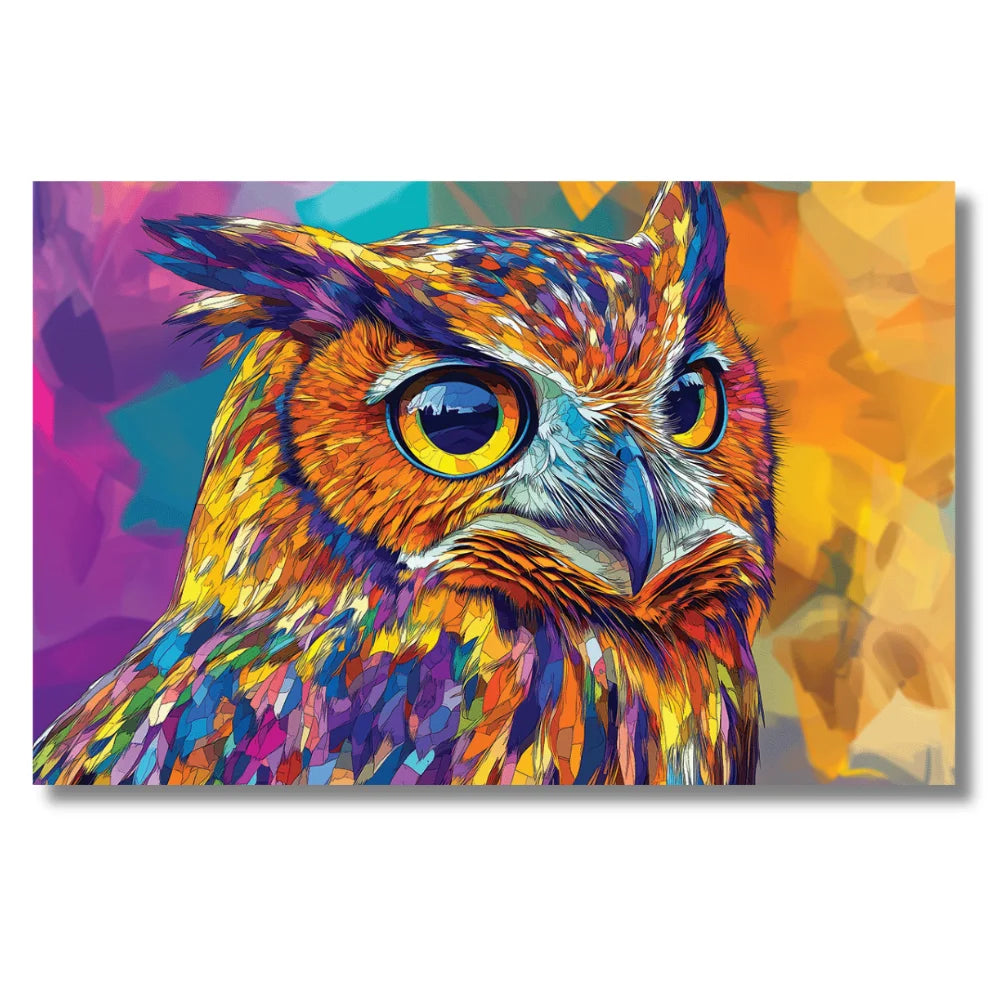 Canvas Colorful Owl Painting for Living Room as Per Vastu Shastra