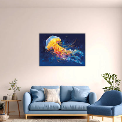 Jellyfish Painting| Canvas Painting| Jellyfish Painting on Canvas| Painting for Wall Decoration| Animal Painting| Ocean Painting| Wall Painting
