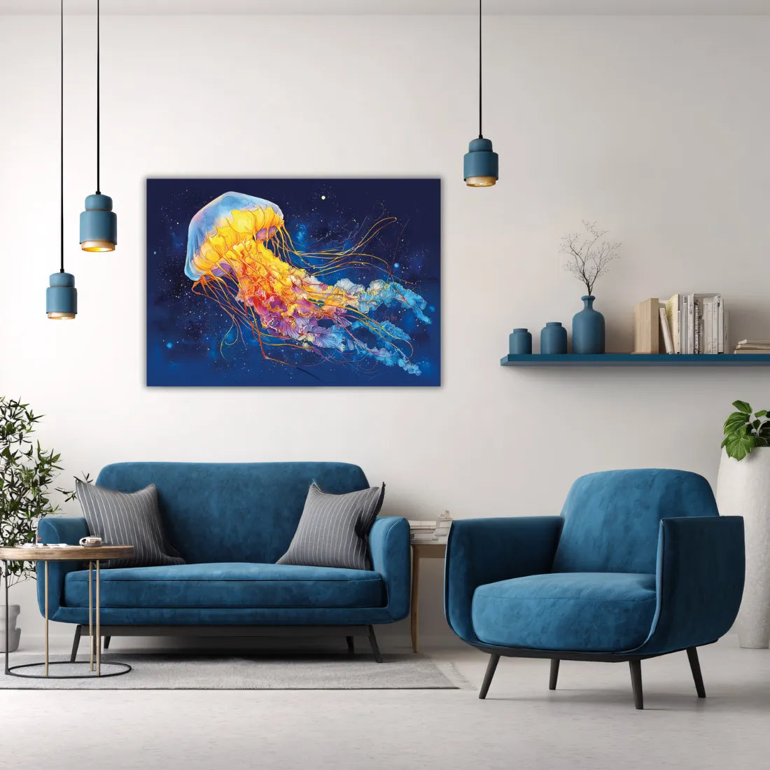 Jellyfish Painting| Canvas Painting| Jellyfish Painting on Canvas| Painting for Wall Decoration| Animal Painting| Ocean Painting| Wall Painting