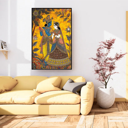 Madhubani Painting| Radha Krishna Painting| Madhubani Radha Krishna Painting|  Canvas Radha Krishna Painting| Painting of Radha Krishna| Radha Krishna Canvas Wall Art| Vastu Painting