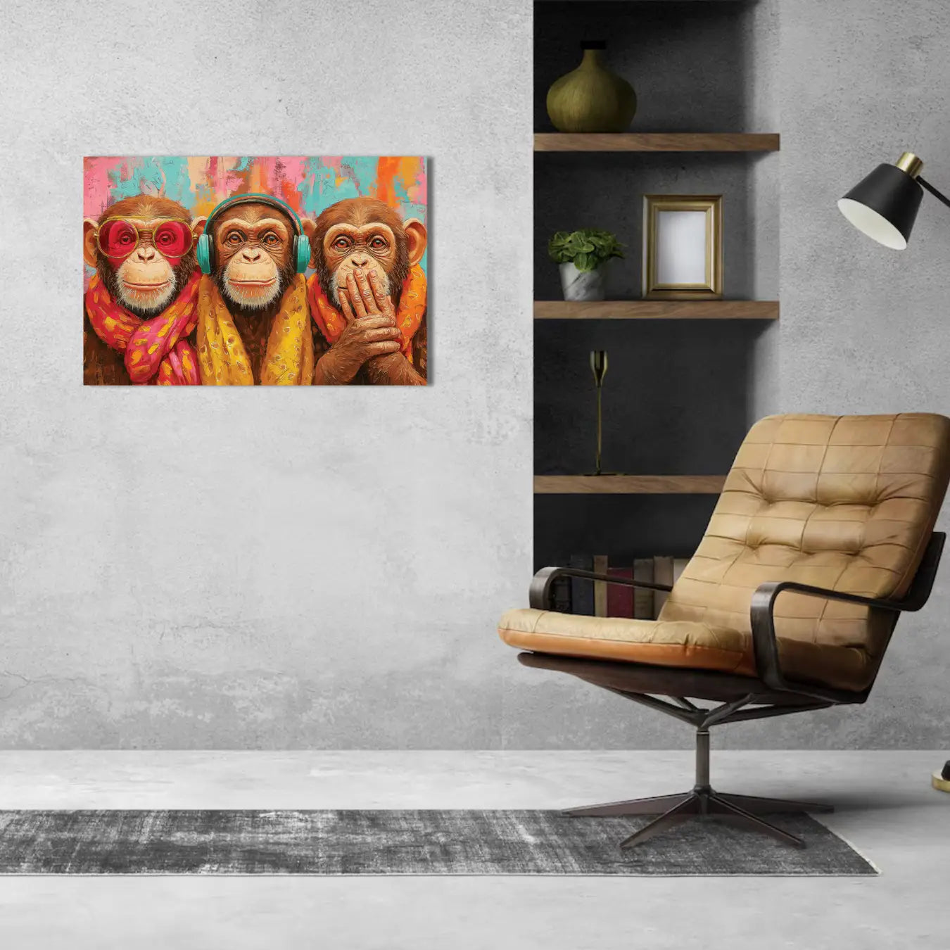 3 wise monkey painting 