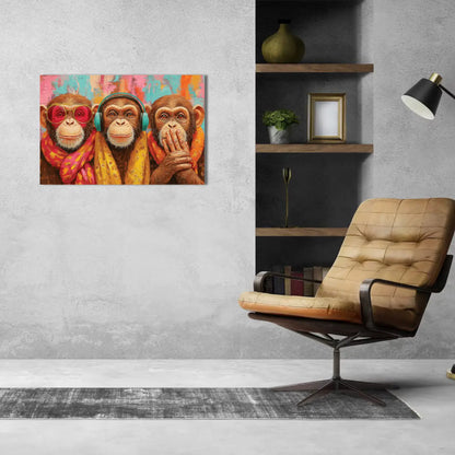 3 wise monkey painting 