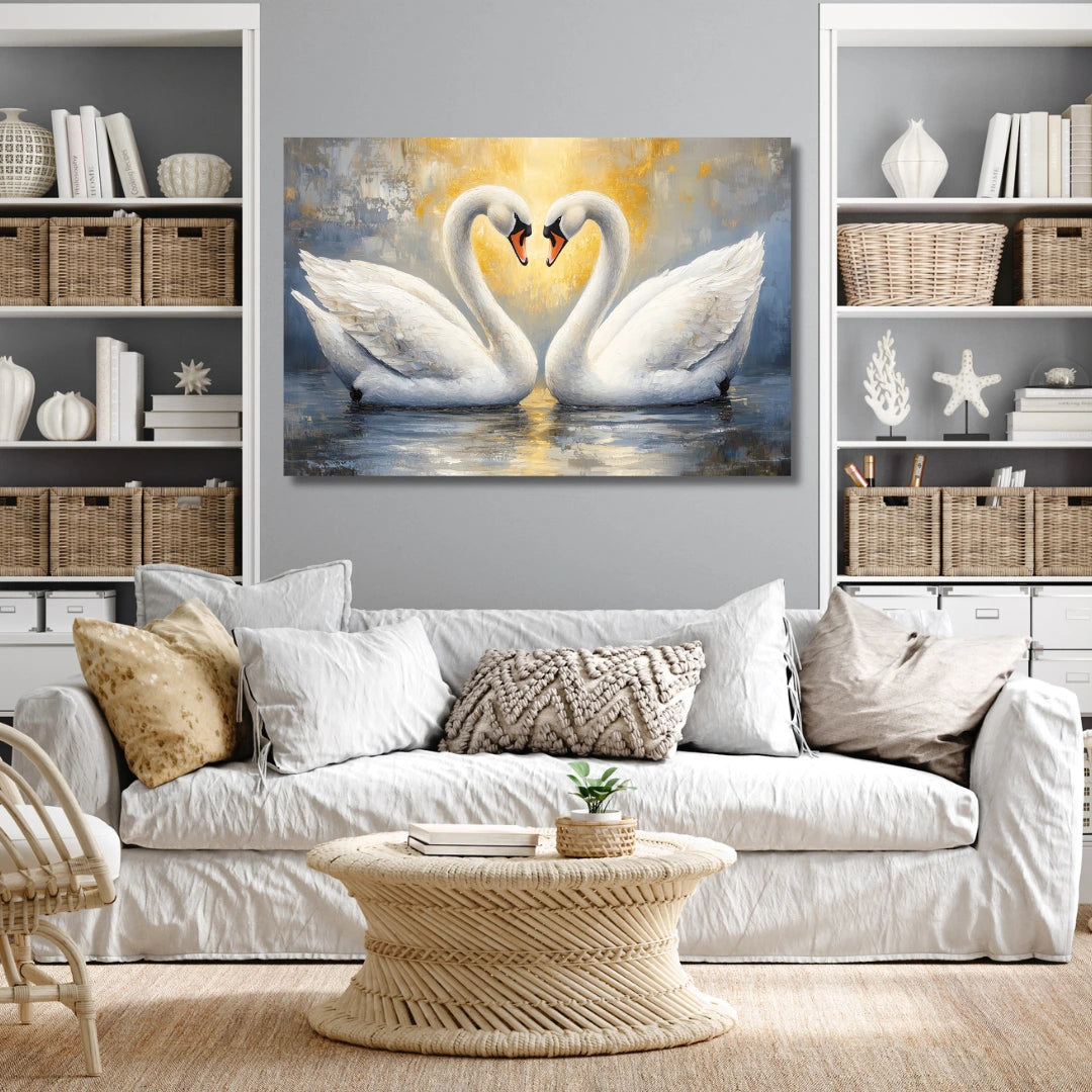 Vastu-Inspired Pair of Swan Painting: Bring Harmony and Beauty to Your Home