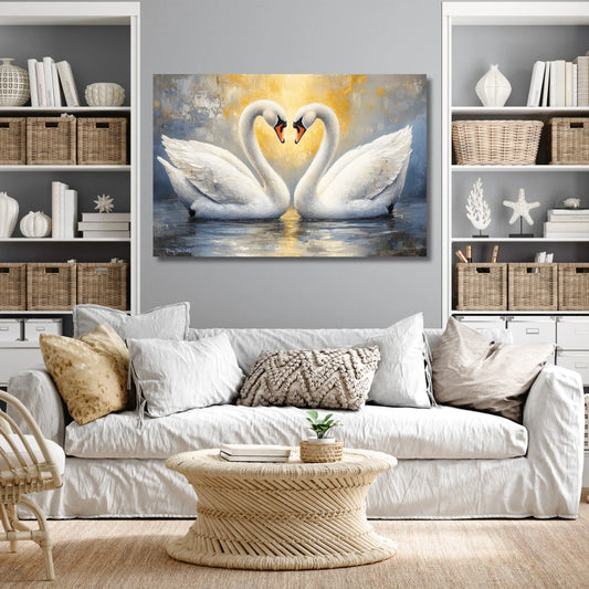 Vastu-Inspired Pair of Swan Painting: Bring Harmony and Beauty to Your Home