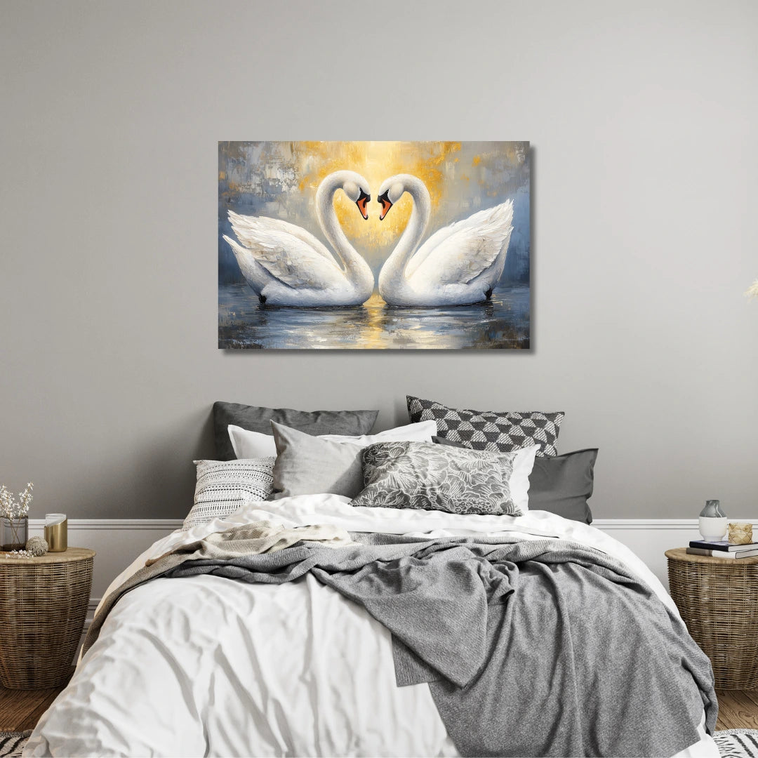 Vastu-Inspired Pair of Swan Painting: Bring Harmony and Beauty to Your Home
