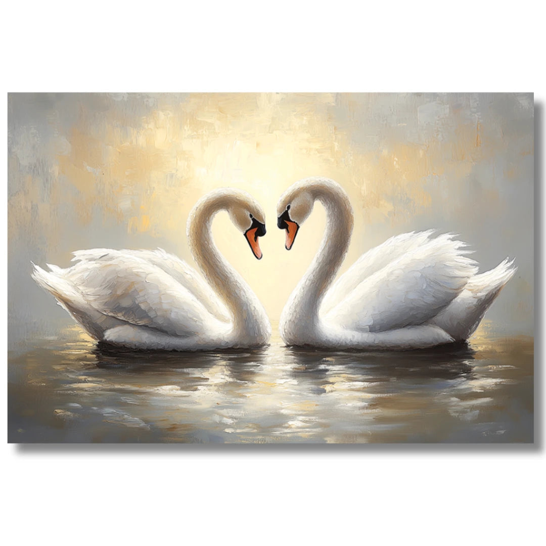 Pair of Swan Birds: A Canvas Wall Painting just for your Home Decor