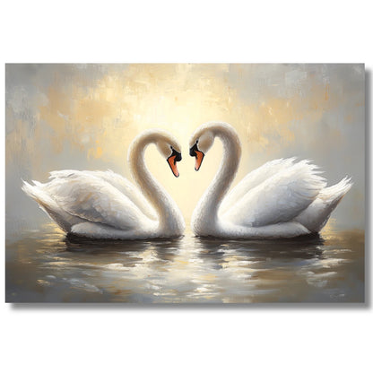 Pair of Swan Birds: A Canvas Wall Painting just for your Home Decor