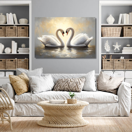 Pair of Swan Birds: A Canvas Wall Painting just for your Home Decor
