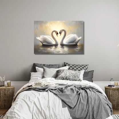 Pair of Swan Birds: A Canvas Wall Painting just for your Home Decor