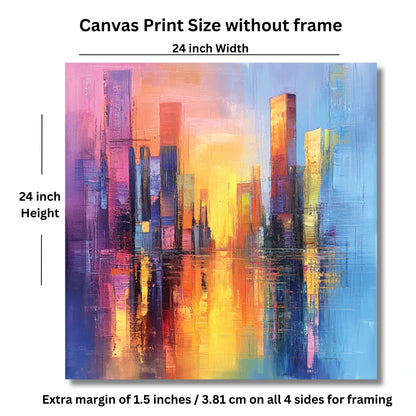 Tall Building Canvas Wall Painting – Modern High Rise Art by Viventiq