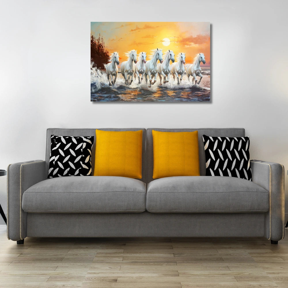 7 white horse painting