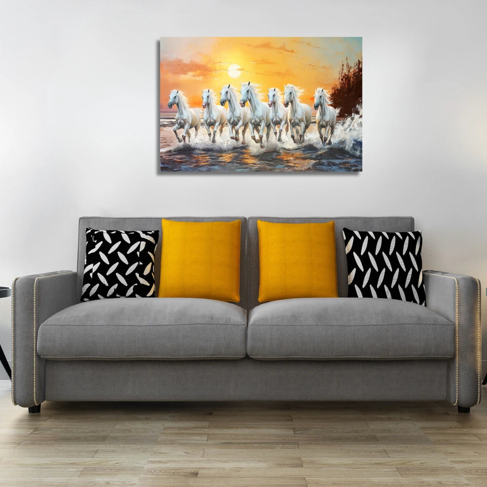 Seven Horses Painting for Living Room and Wall Decoration Perfect for Vastu Shastra