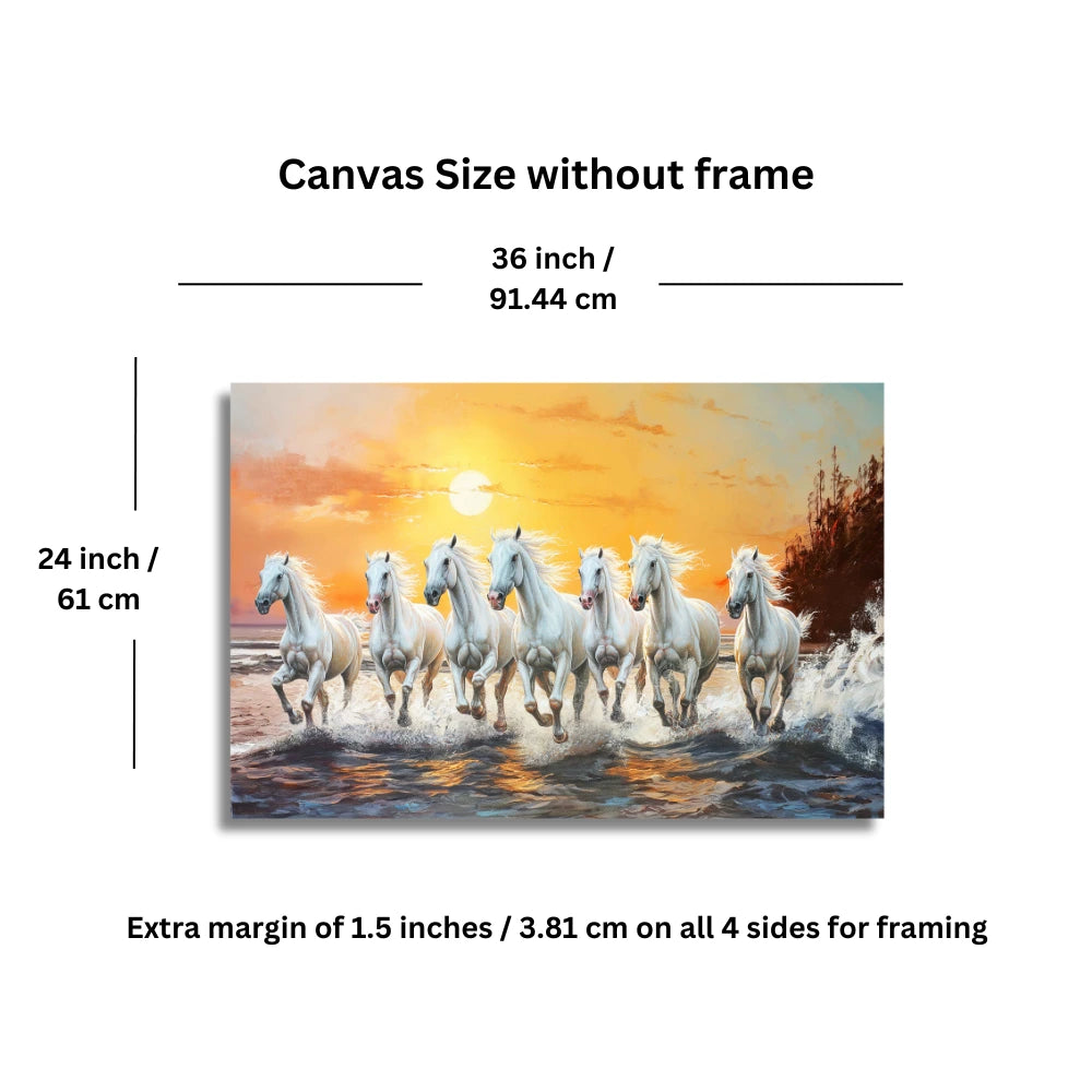 Seven Horses Painting for Living Room and Wall Decoration Perfect for Vastu Shastra