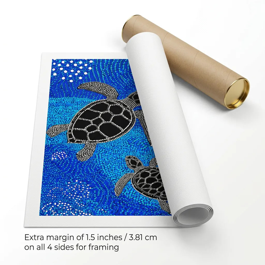 Aboriginal Turtle Painting rolled unframed