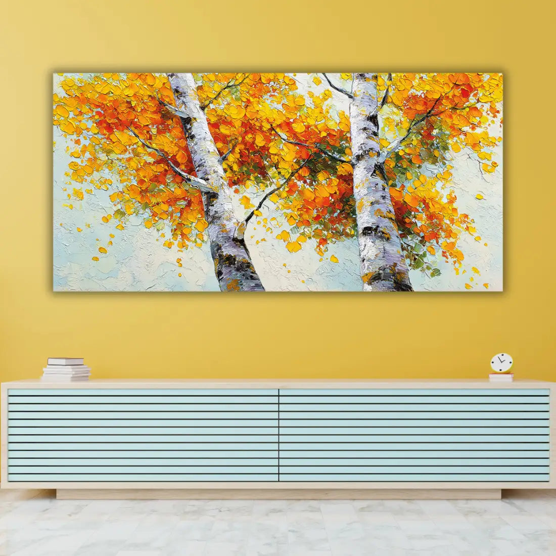 Birch tree canvas art for living room