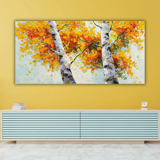 Birch tree canvas art for living room