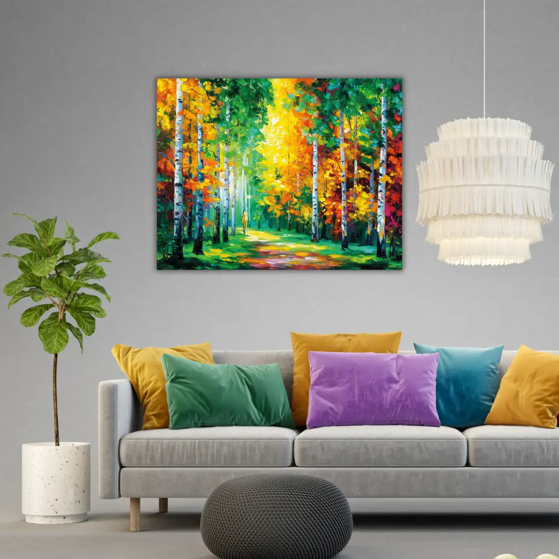 Birch tree canvas painting