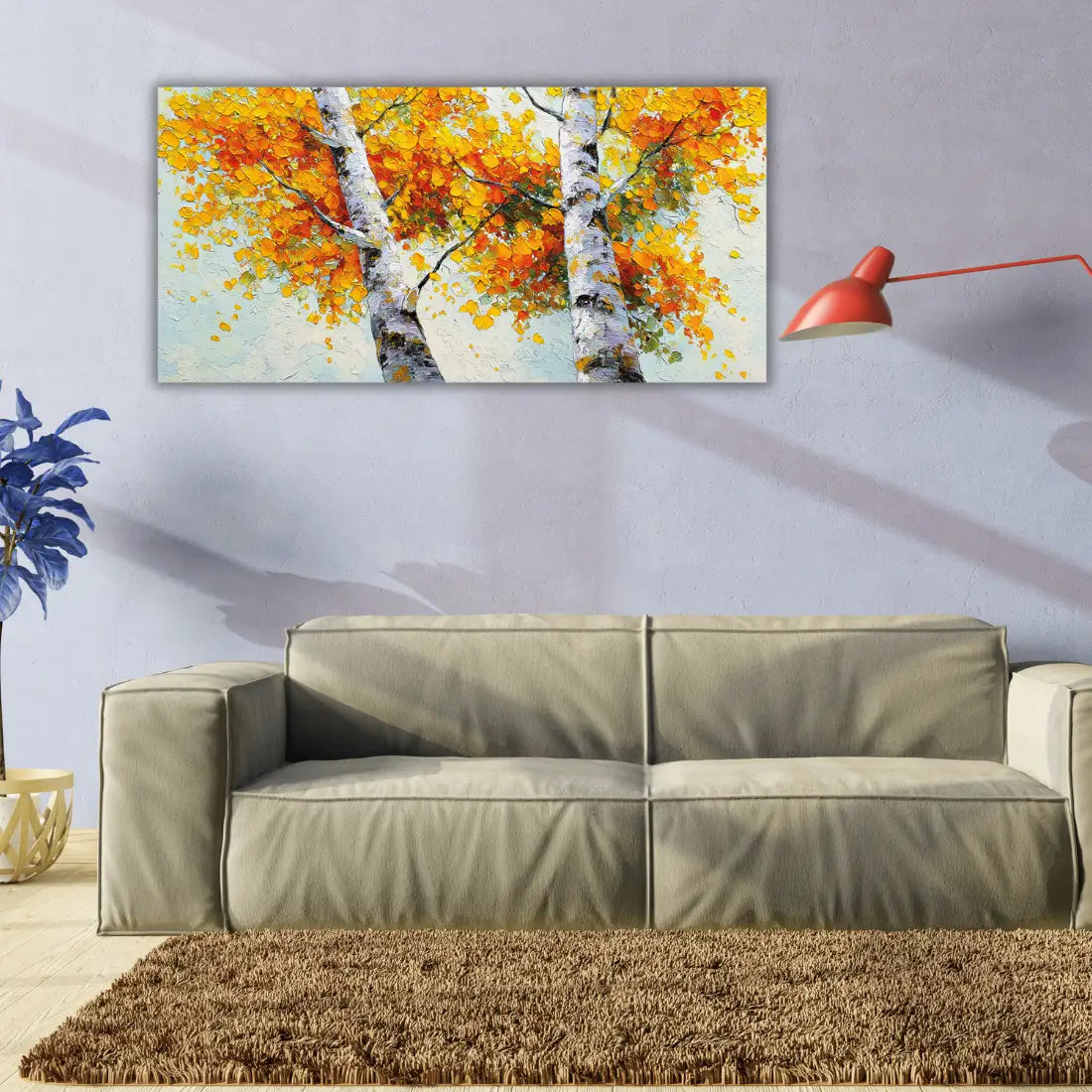 Birch tree canvas painting for hallway