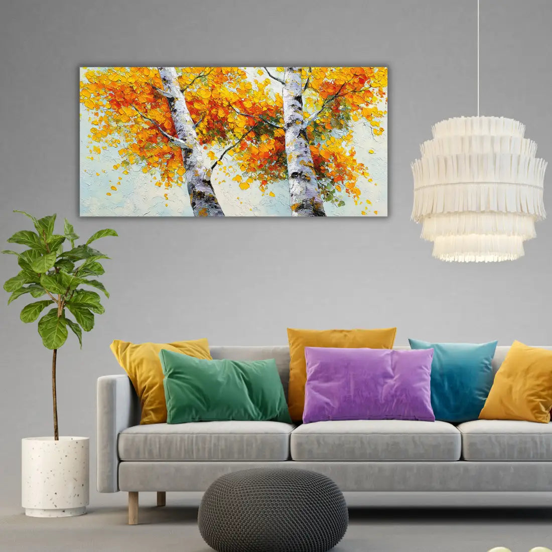 Birch tree canvas painting for study