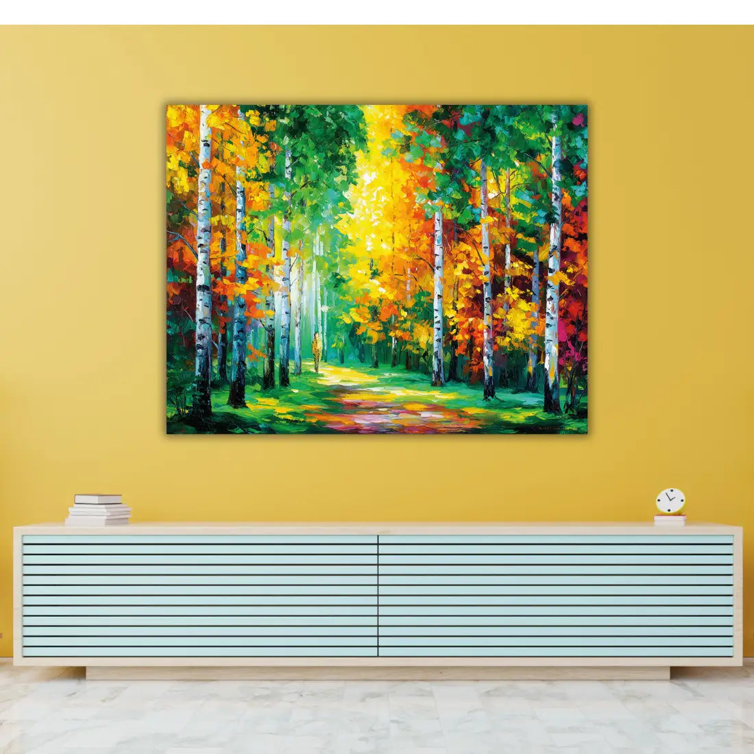 Birch tree canvas painting for wall