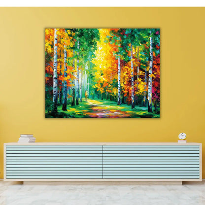 Birch tree canvas painting for wall