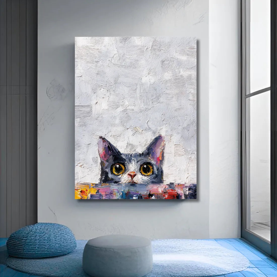 Cat painting for wall on canvas