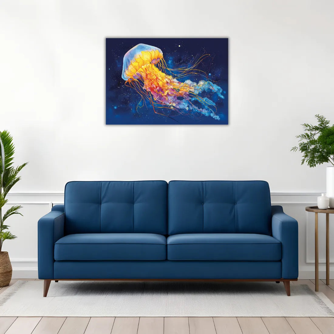 Jellyfish Painting for a modern living room setting.