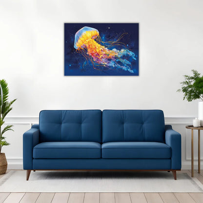 Jellyfish Painting for a modern living room setting.