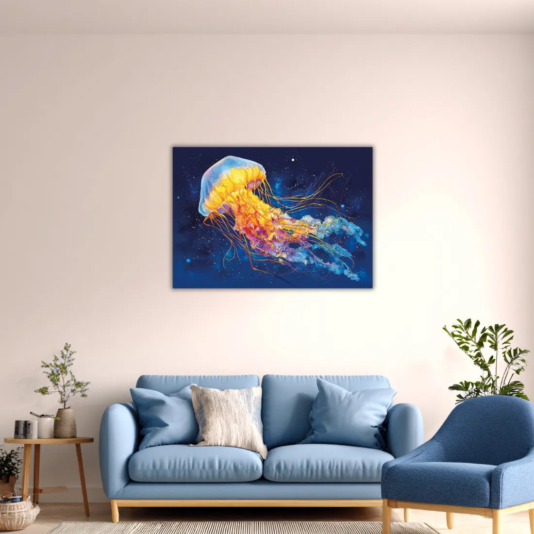 Jellyfish Painting in a modern living room