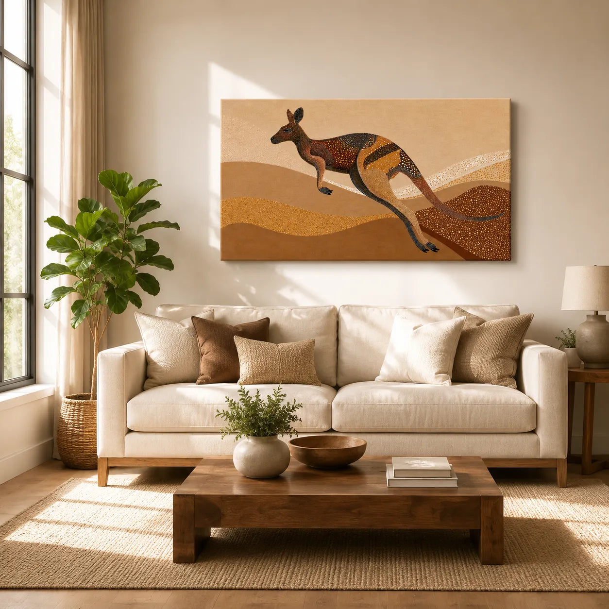 Kangaroo Aboriginal Art on canvas