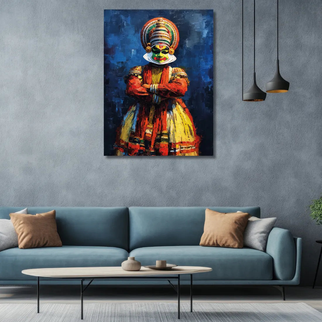 colorful kathakali painting canvas wall art