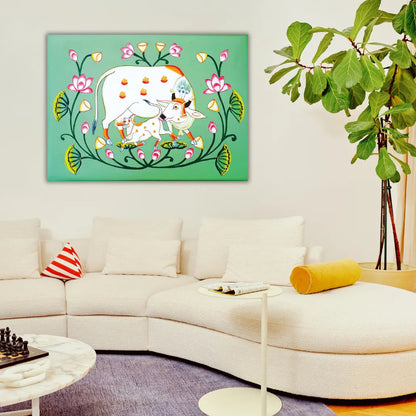 Pichwai Cow Painting for Living Room wall decor