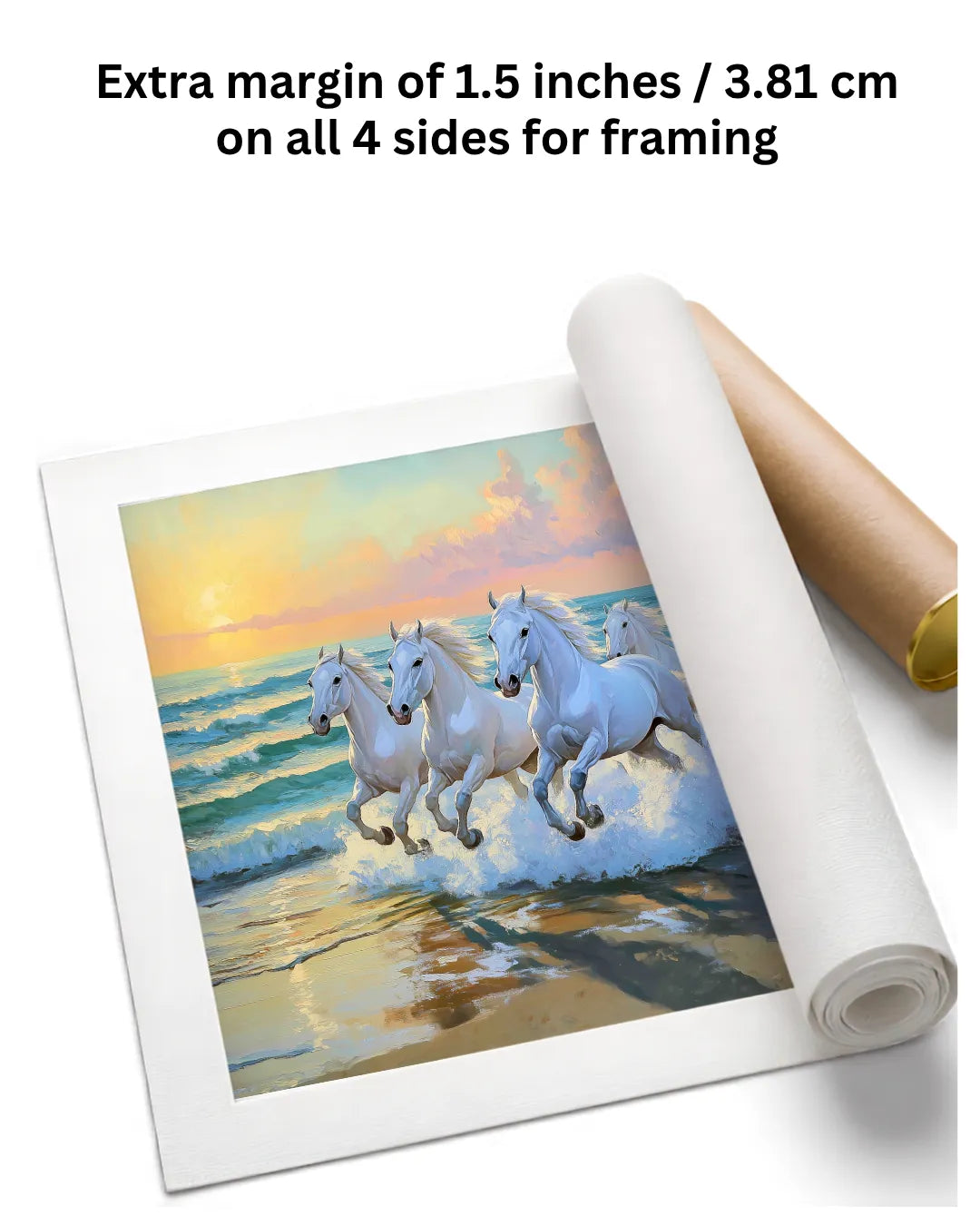 canvas Seven white running horse painting