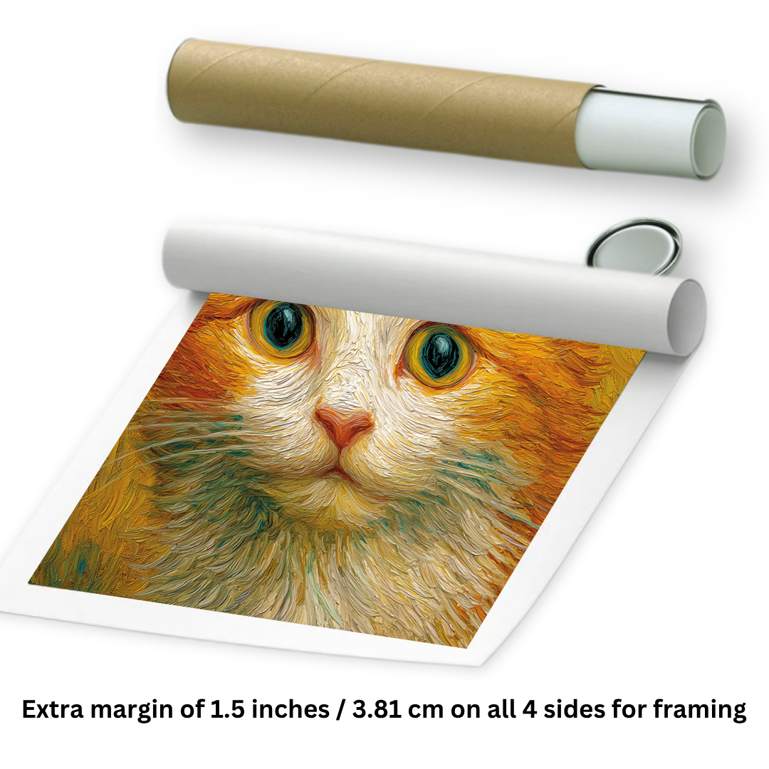 Rolled Painting of a cat for wall