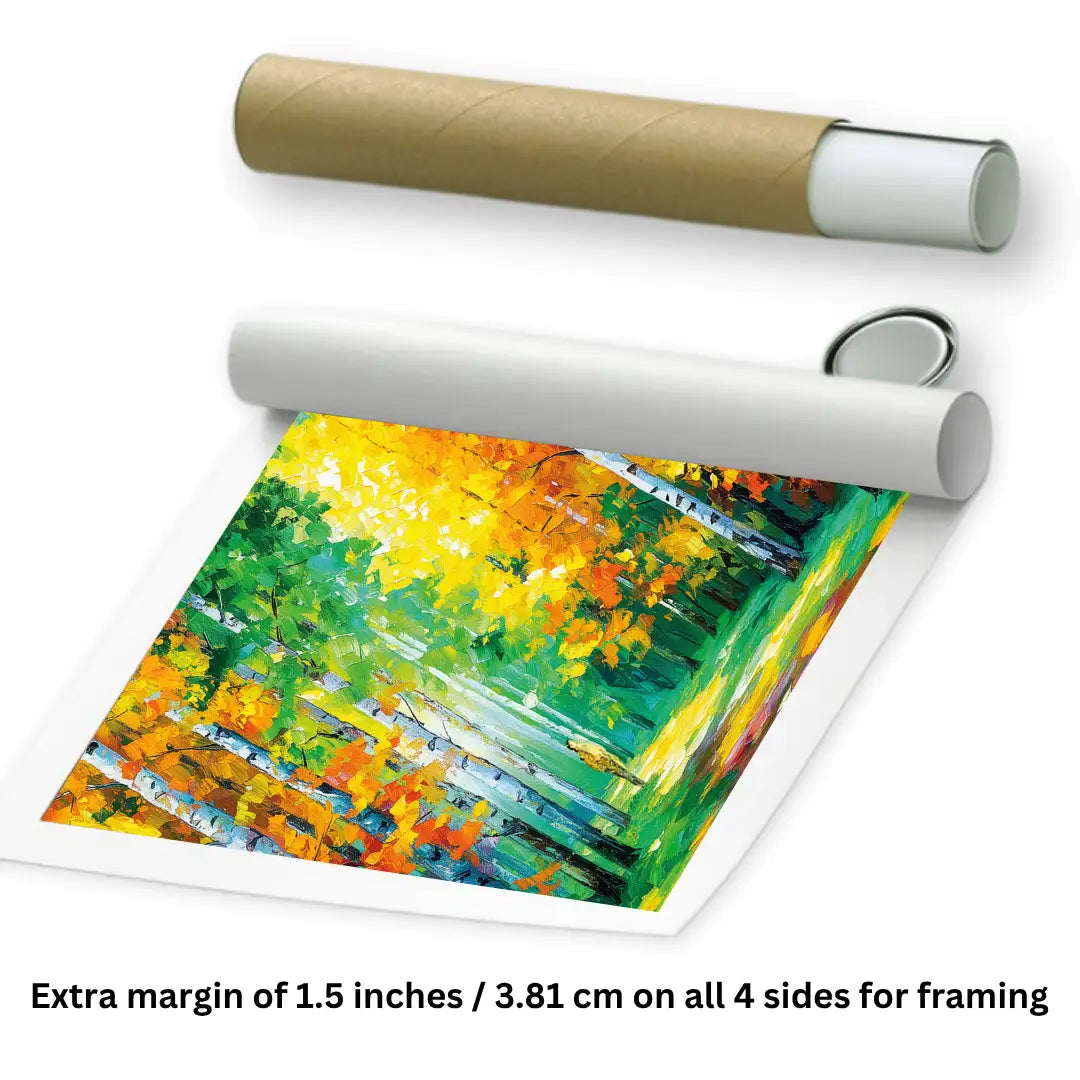 Rolled birch tree painting for wall