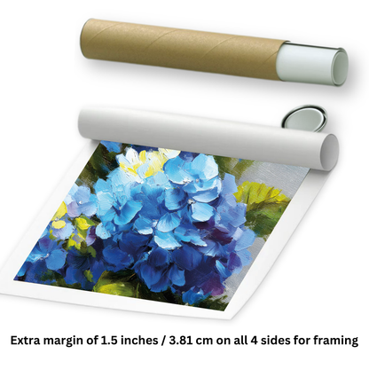Rolled blue hydrangea canvas painting