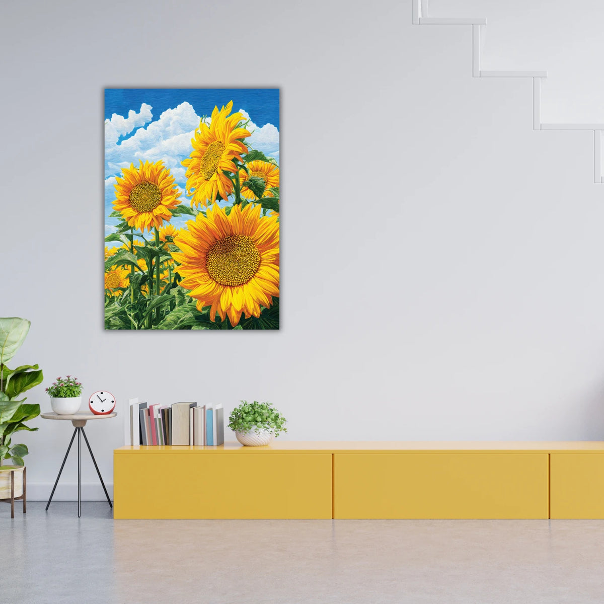 sunflower painting on a wall