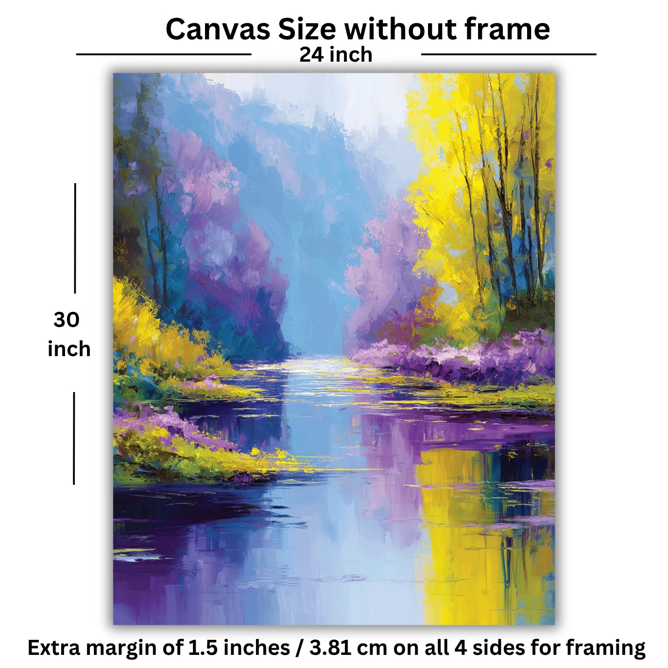 Painting of a landscape with a river and trees