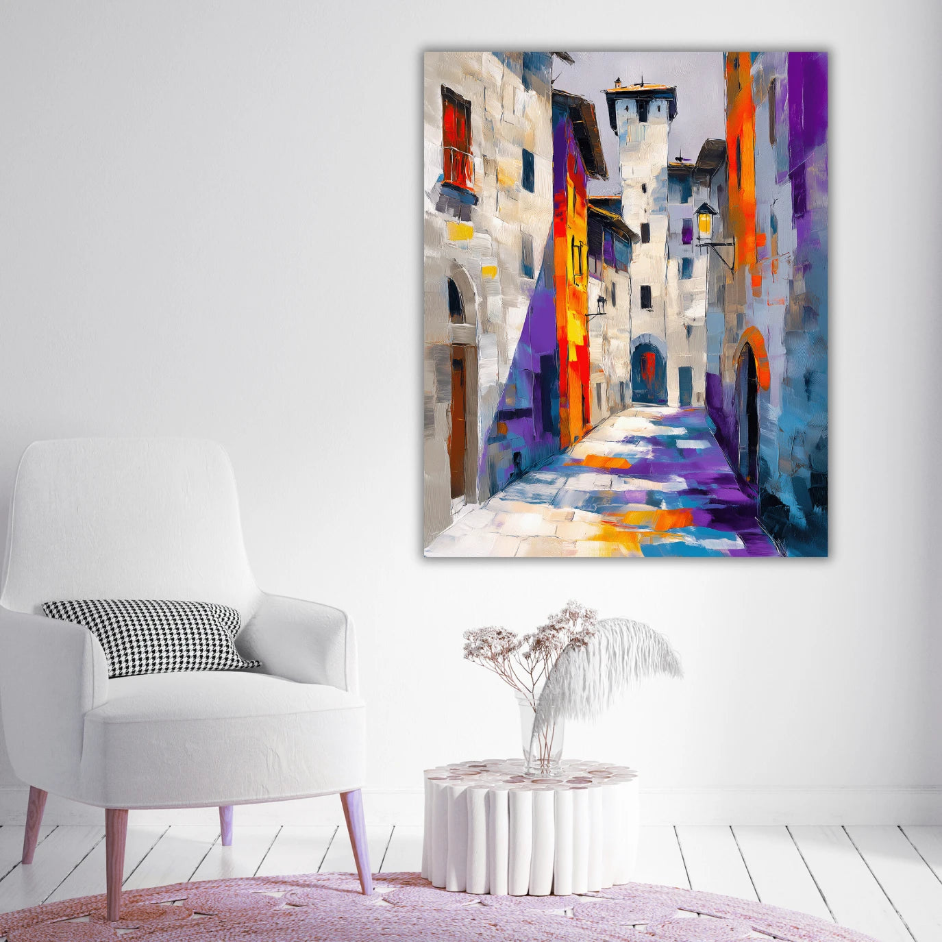 Colorful abstract painting of a street 