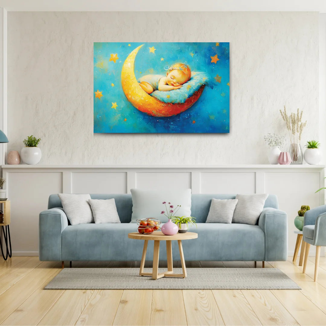 baby on the moon painting