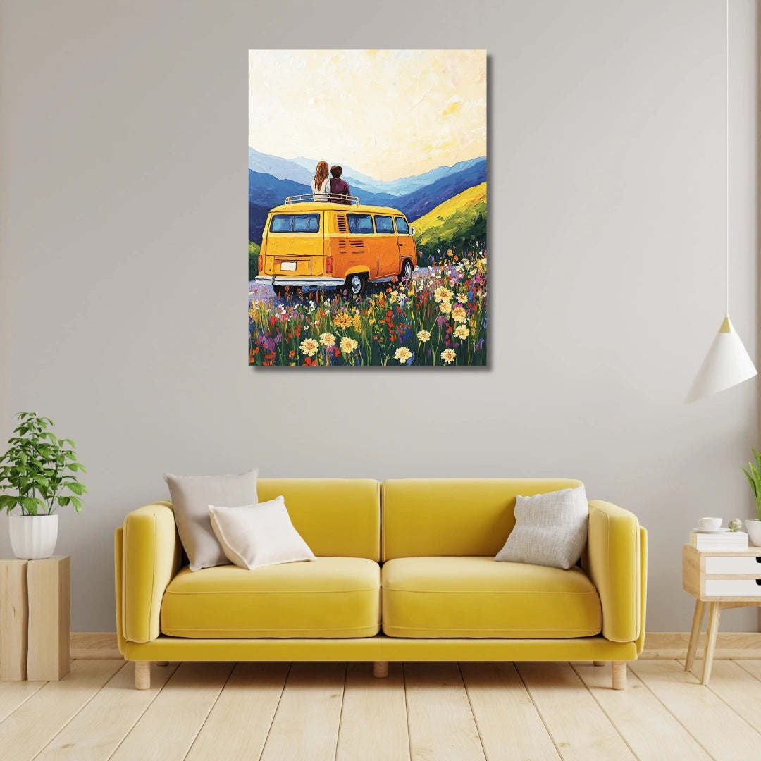 couple painting vintage on canvas for wall decoration